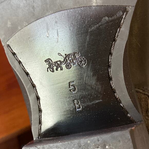 COACH Carmen Booties Two Tone Taupe Brown Leather Suede 5B USED Ankle Side Zip - Picture 10 of 16